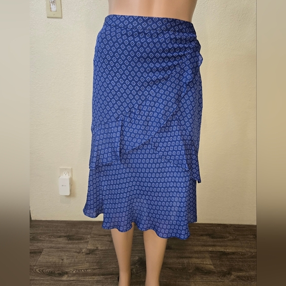 MICHAEL KORS WOMEN'S Blue  SWIRL LAYERED RUFFLE TIERED SKIRT  SIZE 12 - Picture 12 of 13